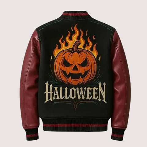 Fiery Pumpkin Varsity Jacket