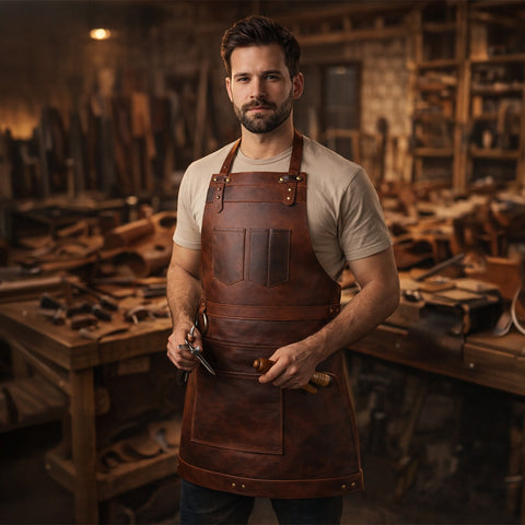 The Bristol Dark Brown Full Grain Leather Apron