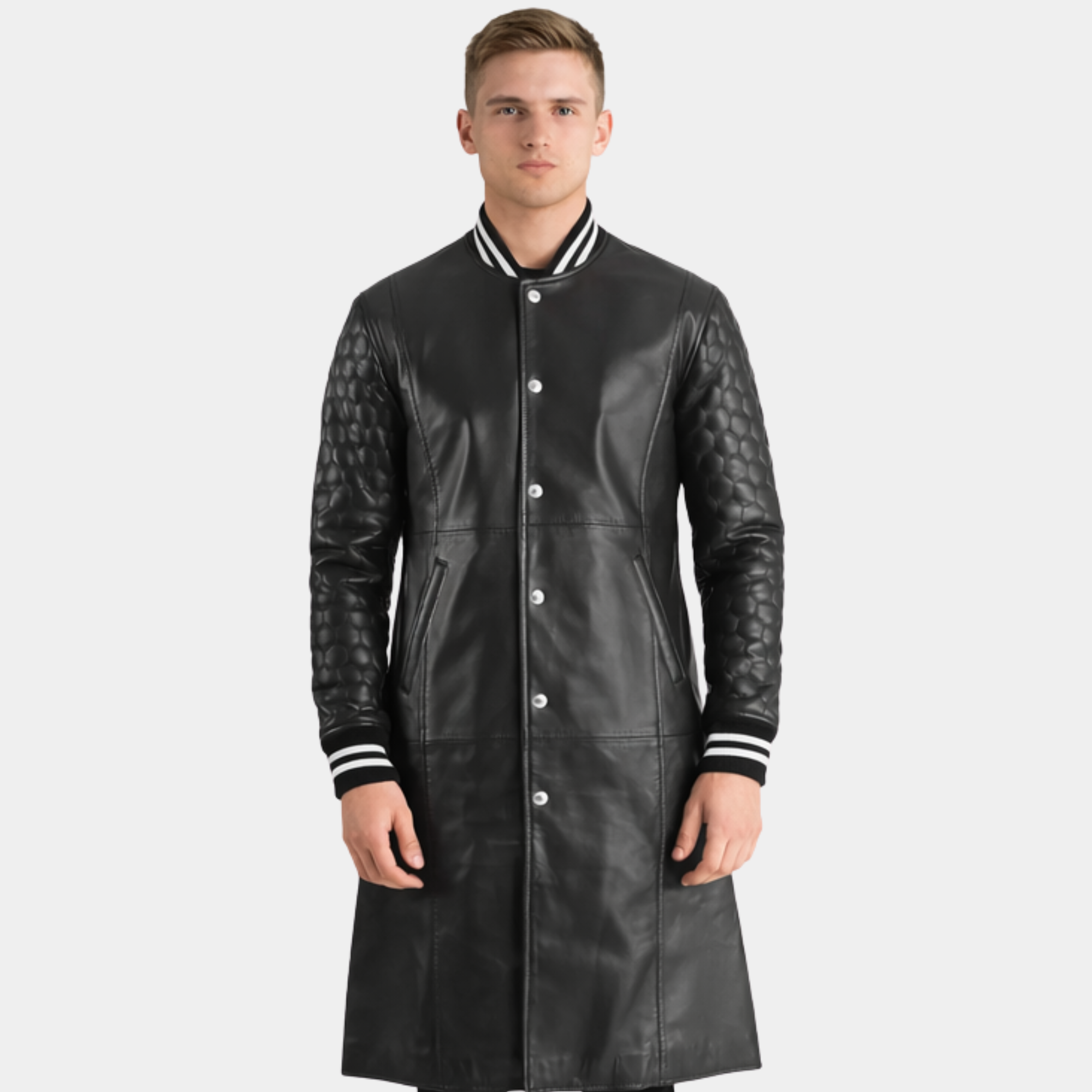 Wilde Black Leather Varsity Coat - Leather Clan