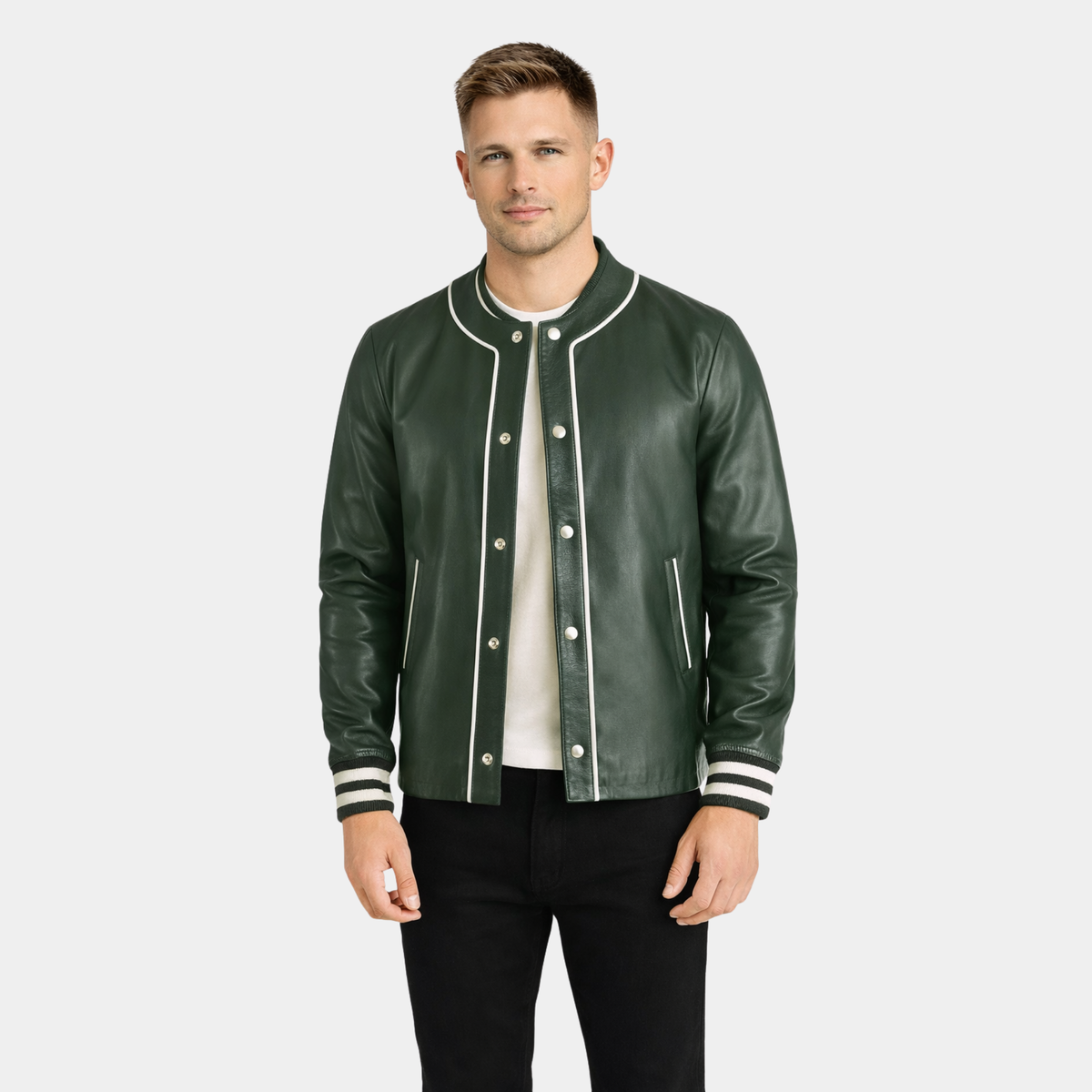 Willis Green Leather Varsity Jacket
