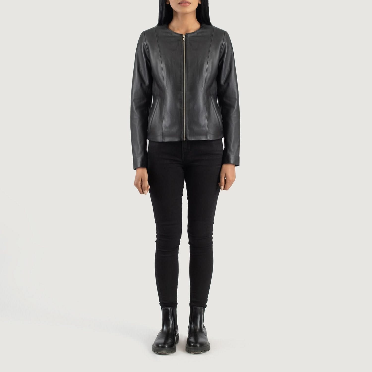 Elixir Leather Elixir Black Collarless Leather Jacket | Leather Clan
