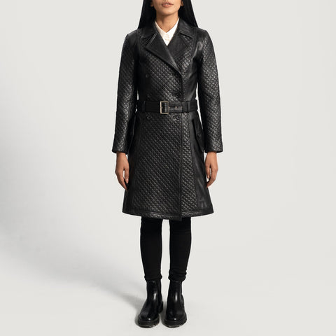 Sweet Susan Black Leather Trench Coat