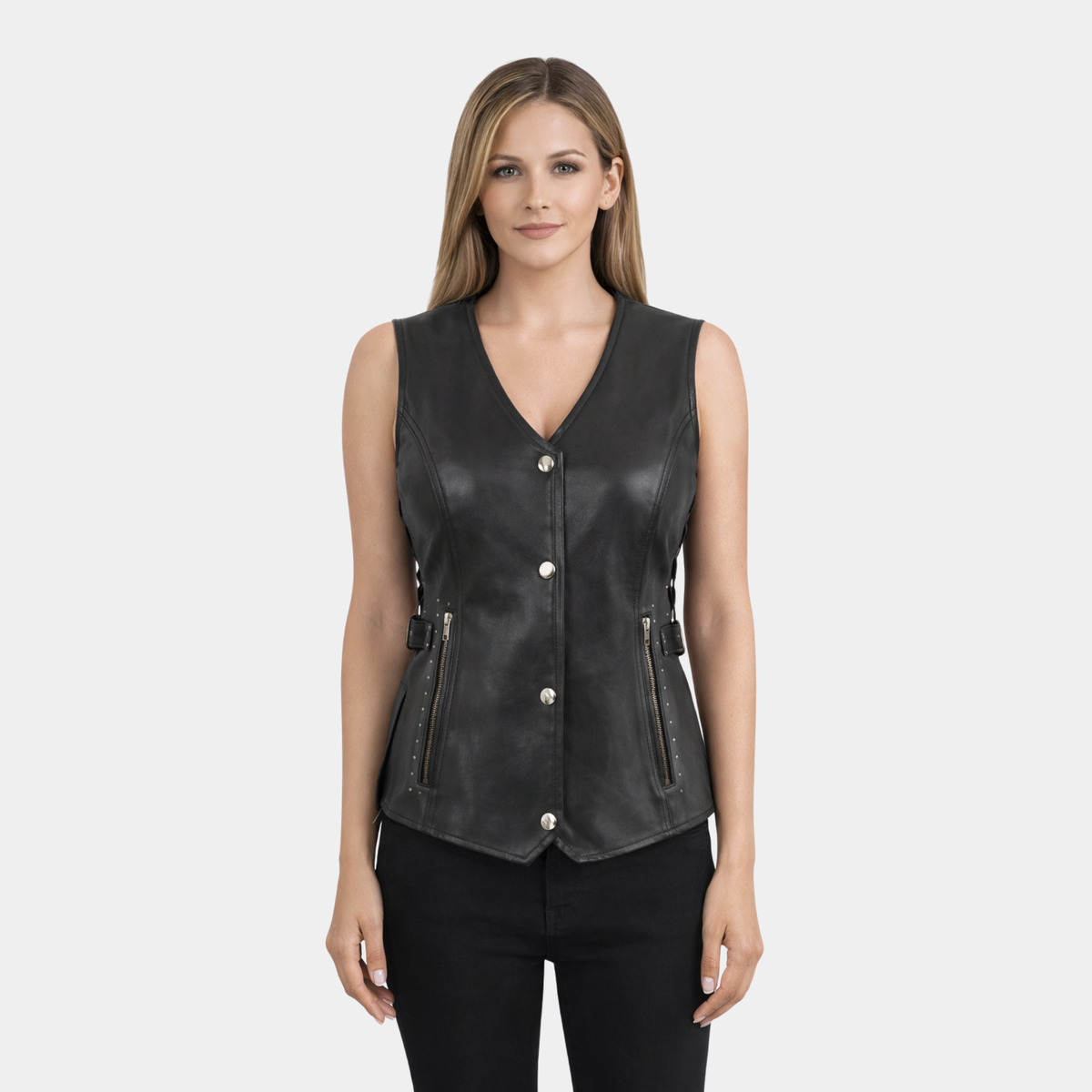 Women’s Black Snap Front Vest