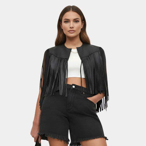 Women's Western Leather Fringe Vest