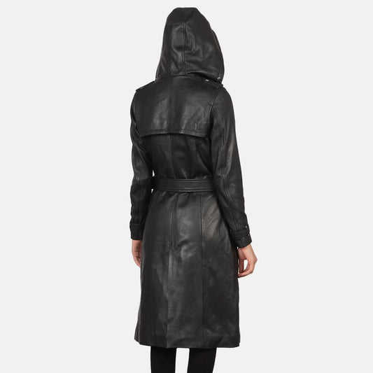 Fixon Hooded Black Trench Coat - Leather Clan