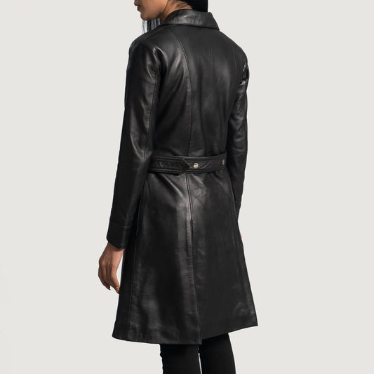Moonlight Black Leather Trench Coat - Leather Clan