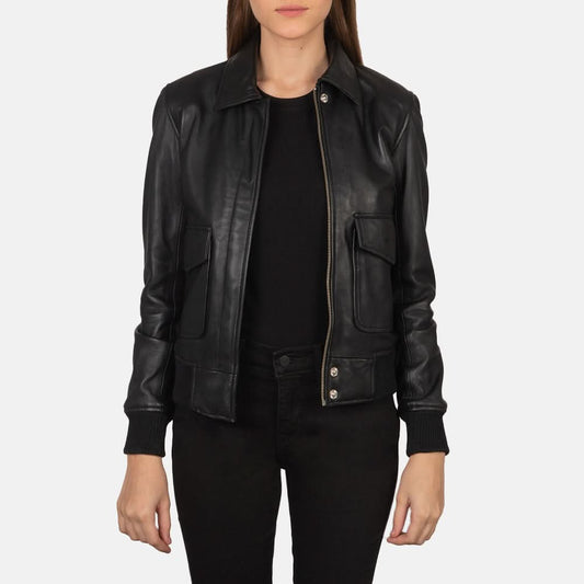 Westa A-2 Black Leather Bomber Jacket - Leather Clan