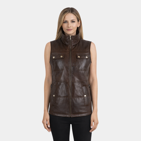 Womens Brown Leather Vest