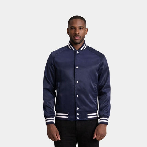Xander Blue Varsity Jacket - Leather Clan