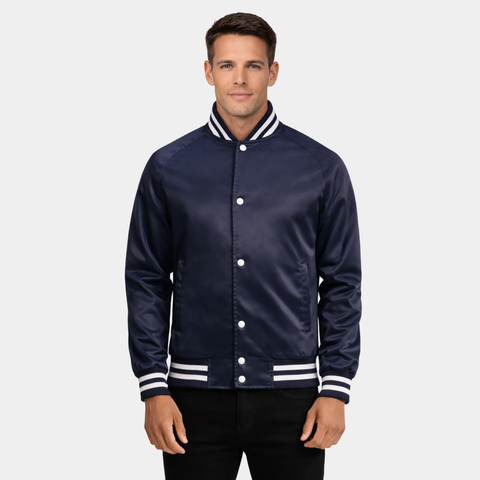 Xander Blue Varsity Jacket - Leather Clan