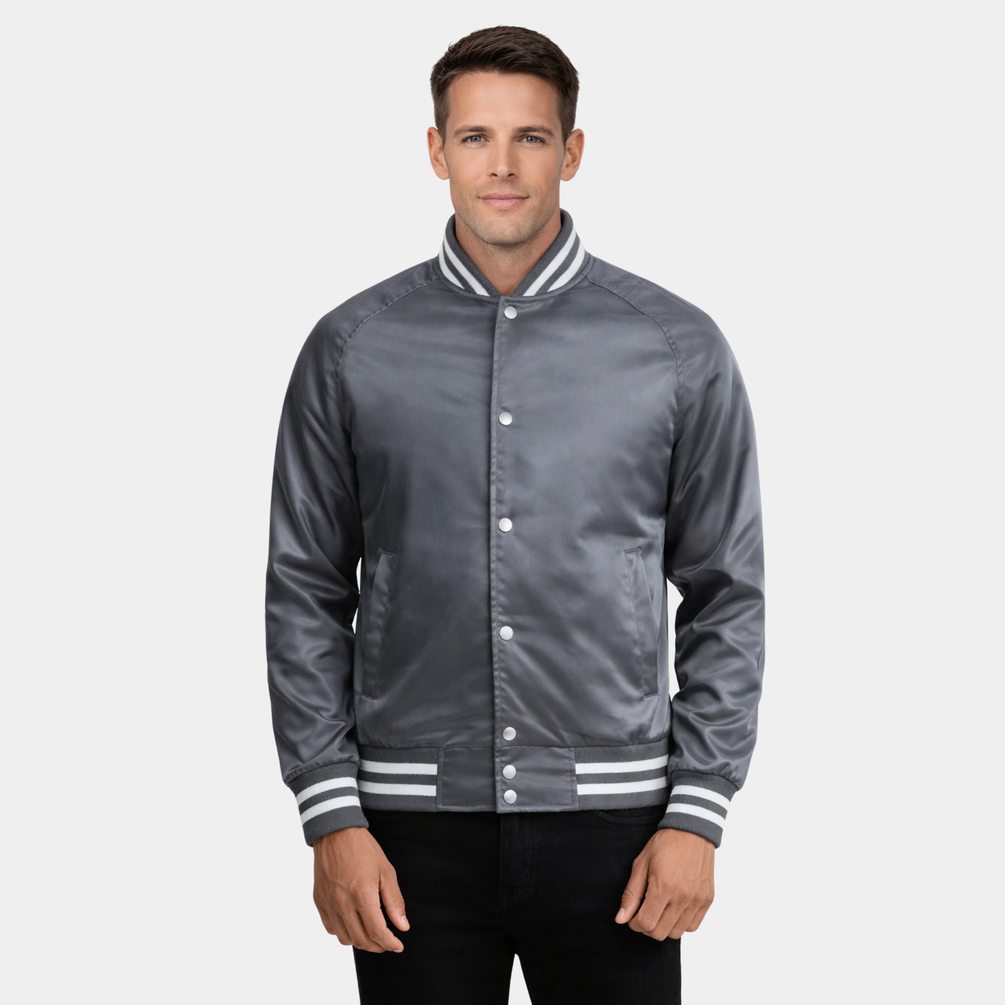 Xander Grey Varsity Jacket - Leather Clan