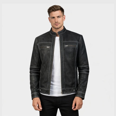 Youngster Distressed Black Leather Jacket