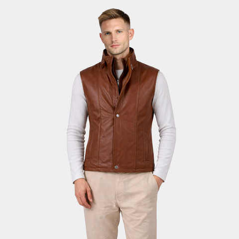 Zane Waxed Brown Leather Vest