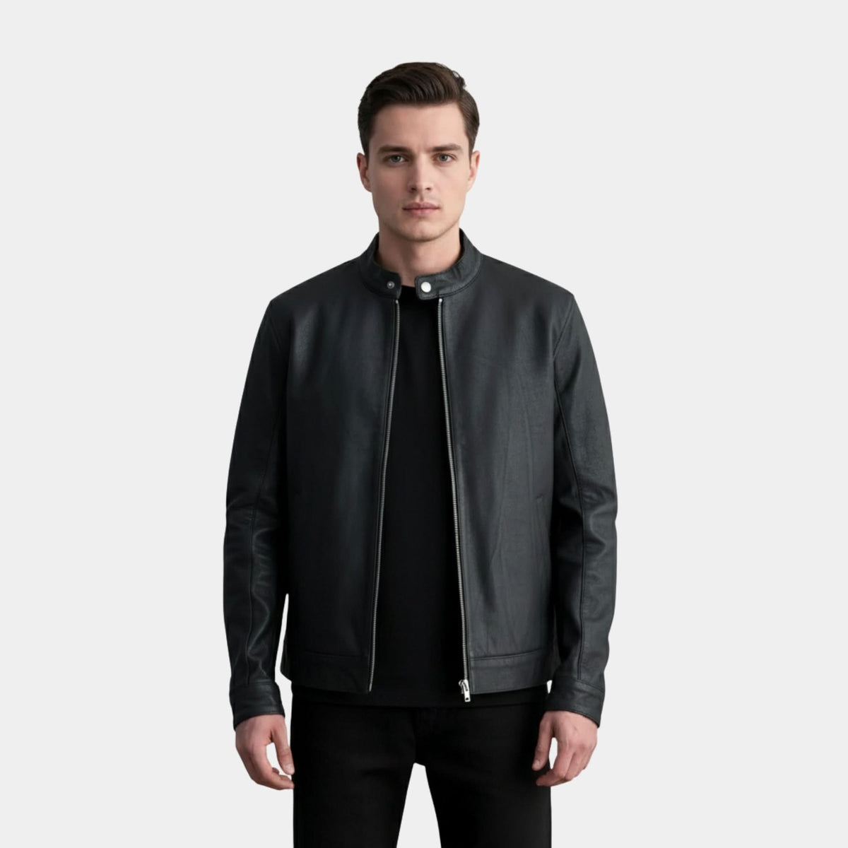 Zen Tumbled Black Leather Biker Jacket