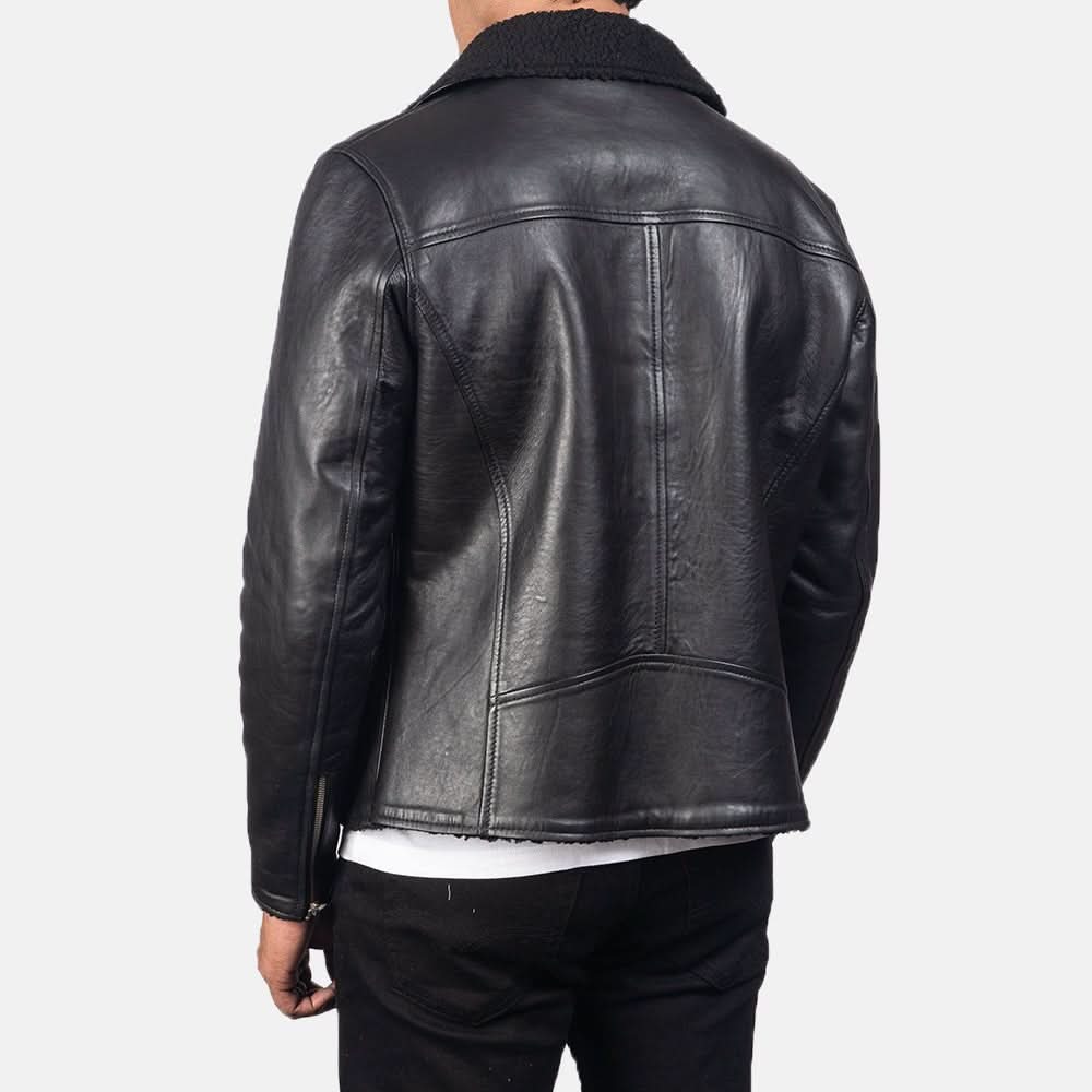 Alberto Shearling Black Leather Jacket - Leather Clan