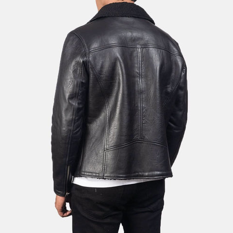 Alberto Shearling Black Leather Jacket - Leather Clan