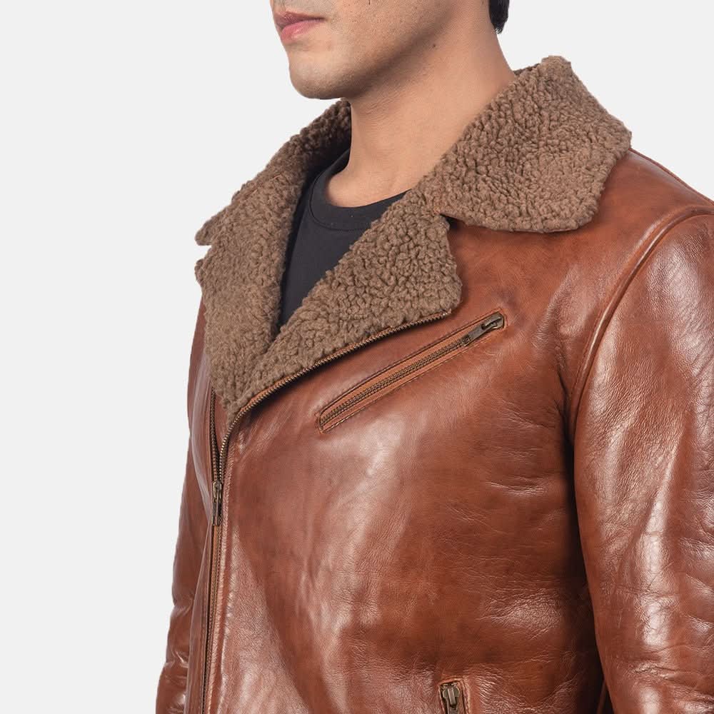 Alberto Shearling Brown Leather Jacket - Leather Clan