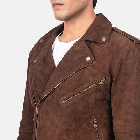 Allaric Alley Mocha Suede Biker Jacket - Leather Clan