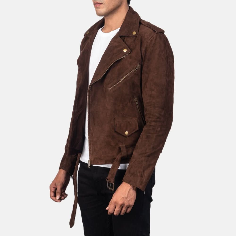 Allaric Alley Mocha Suede Biker Jacket - Leather Clan
