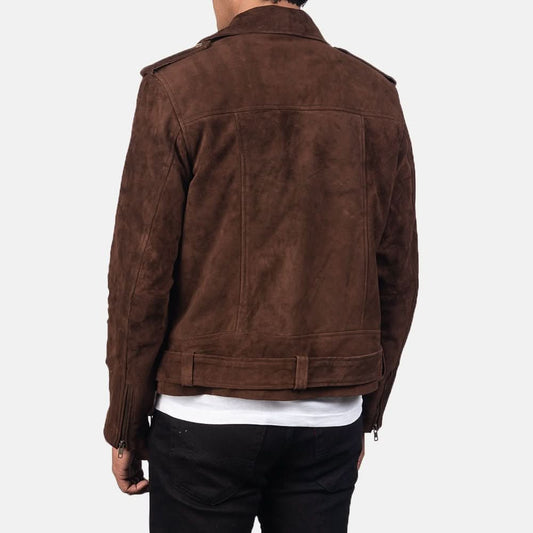 Allaric Alley Mocha Suede Biker Jacket - Leather Clan