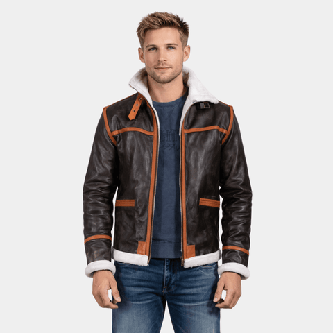 Alpine Brown Fur Leather Jacket - Leather Clan