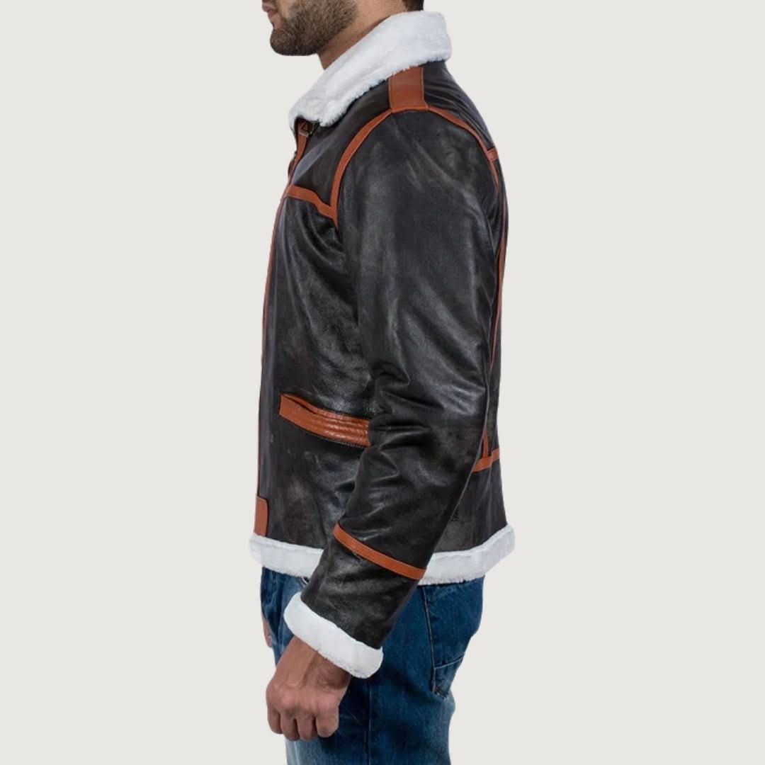 Alpine Brown Fur Leather Jacket - Leather Clan