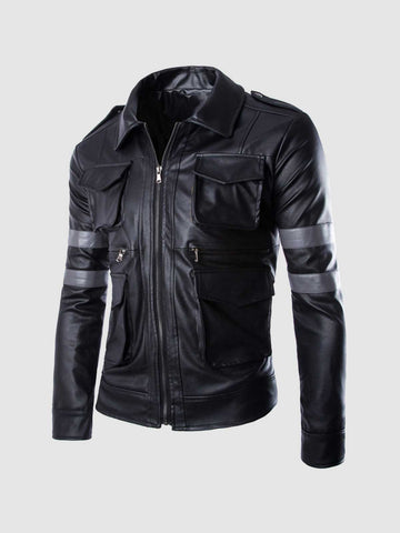 Men's Black Leather Jacket – Classic Casual Style