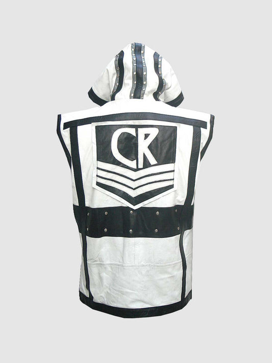 Men's Black & White Leather Vest – Classic Casual Style