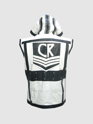 Men's Black & White Leather Vest | Classic Casual Style