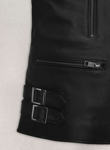 Bruna Marquezine Blue Beetle Leather Jacket