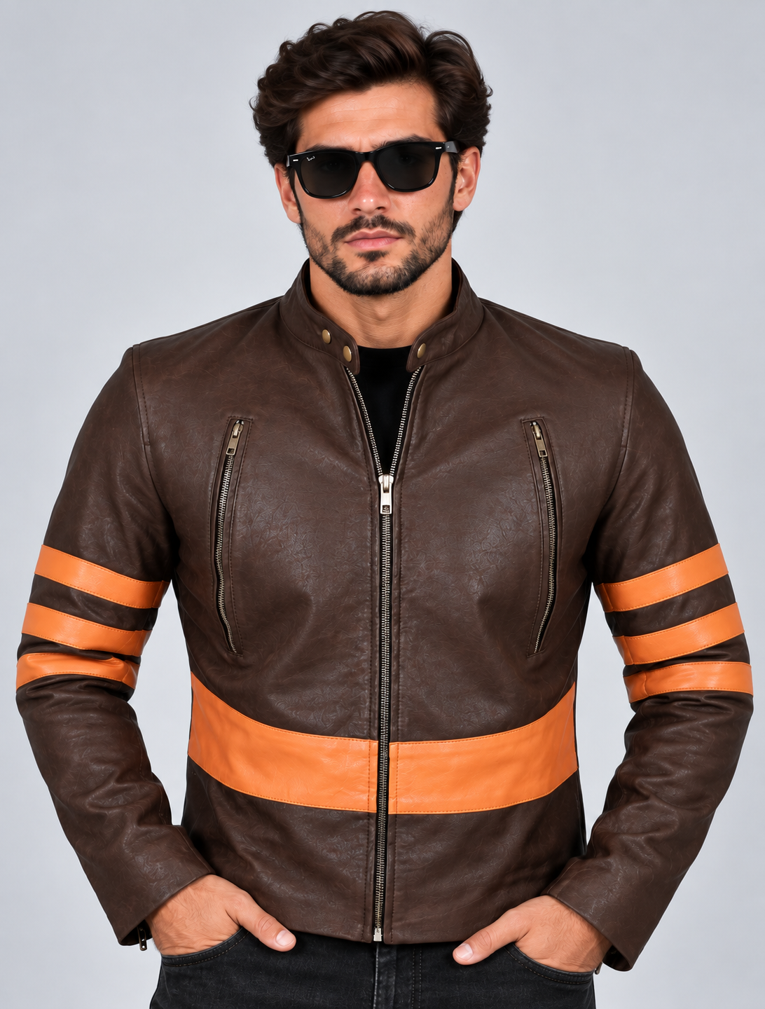 Leather Clan X-Men: Wolverine Logan Hugh Jackman Sheep Leather Jacket (Racer Jacket)
