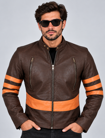 Leather Clan X-Men: Wolverine Logan Hugh Jackman Sheep Leather Jacket (Racer Jacket)