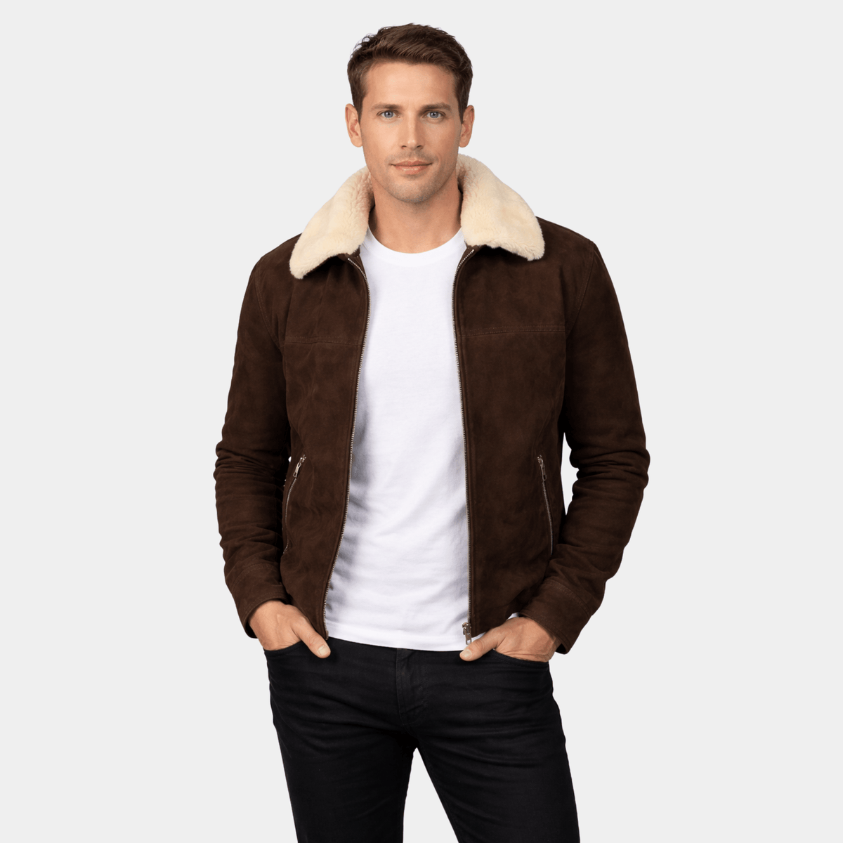 Coffner Brown Shearling Fur Jacket - Leather Clan