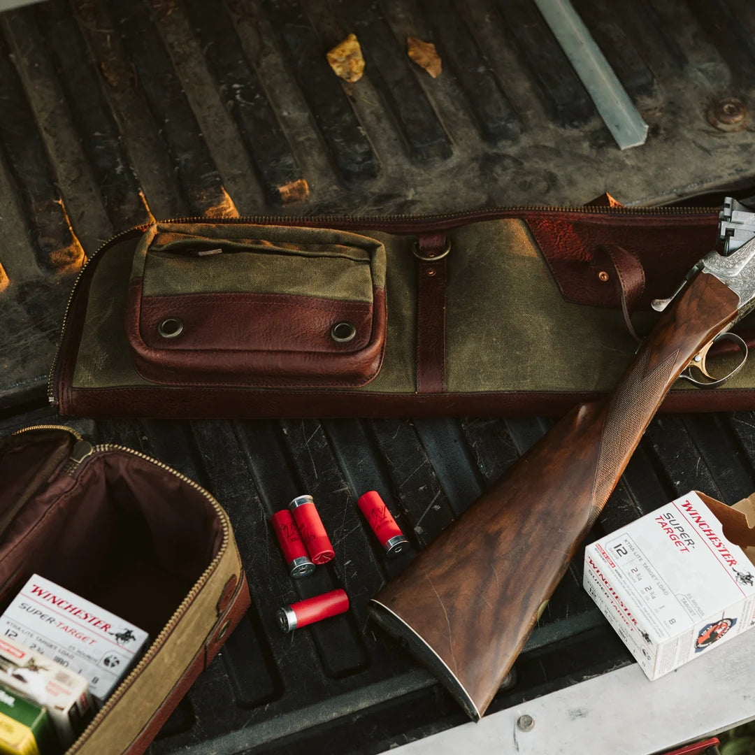 Brass Zippers Waxed Canvas Shotgun Case