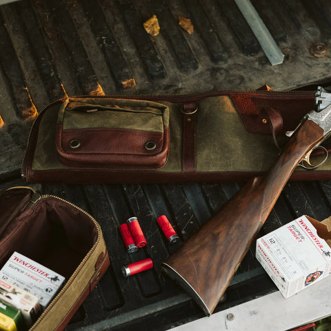 Brass Zippers Waxed Canvas Shotgun Case