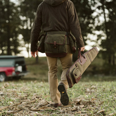 Brass Zippers Waxed Canvas Shotgun Case