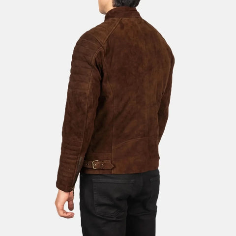 Damian Mocha Suede Biker Jacket - Leather Clan