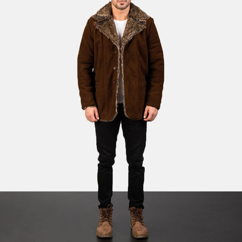 Furlong Brown Suede Leather Coat