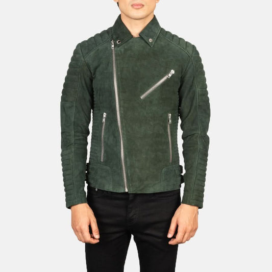 Armand Green Suede Biker Jacket - Leather Clan