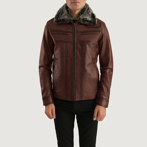 Evan Hart Fur Brown Leather Jacket - Leather Clan