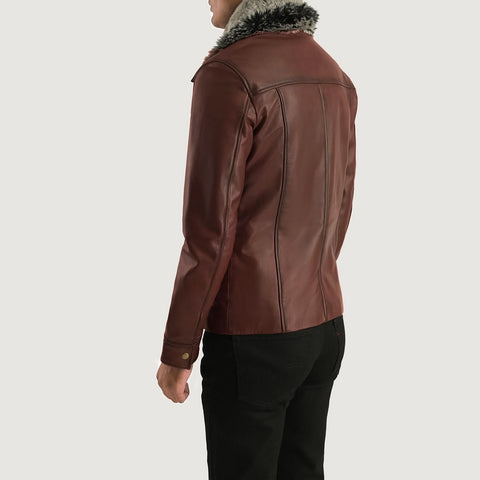 Evan Hart Fur Brown Leather Jacket - Leather Clan