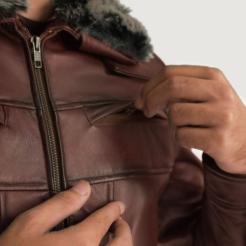 Evan Hart Fur Brown Leather Jacket - Leather Clan