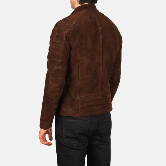 Faisor Mocha Suede Biker Jacket - Leather Clan