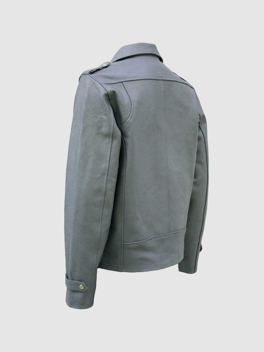 Men's Gray Biker Leather Jacket – Motorcycle Casual Style