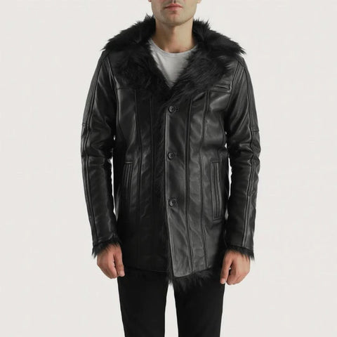 Fircliff Black Leather Coat - Leather Clan