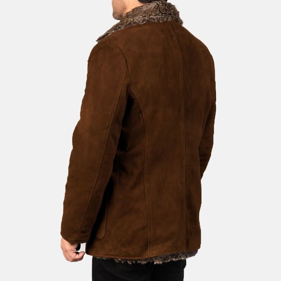 Furlong Brown Suede Leather Coat - Leather Clan