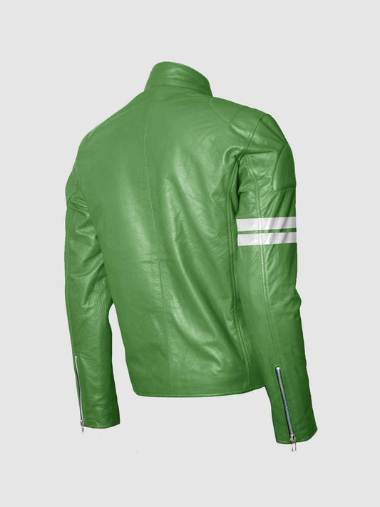 Green Biker Leather Jacket – Motorcycle Casual Style