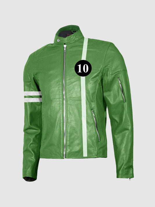 Green Biker Leather Jacket – Motorcycle Casual Style