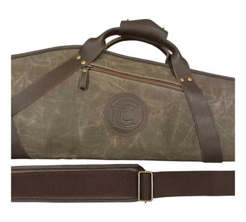 Green Waxed Canvas Rifle Scoped Case - Leather Clan