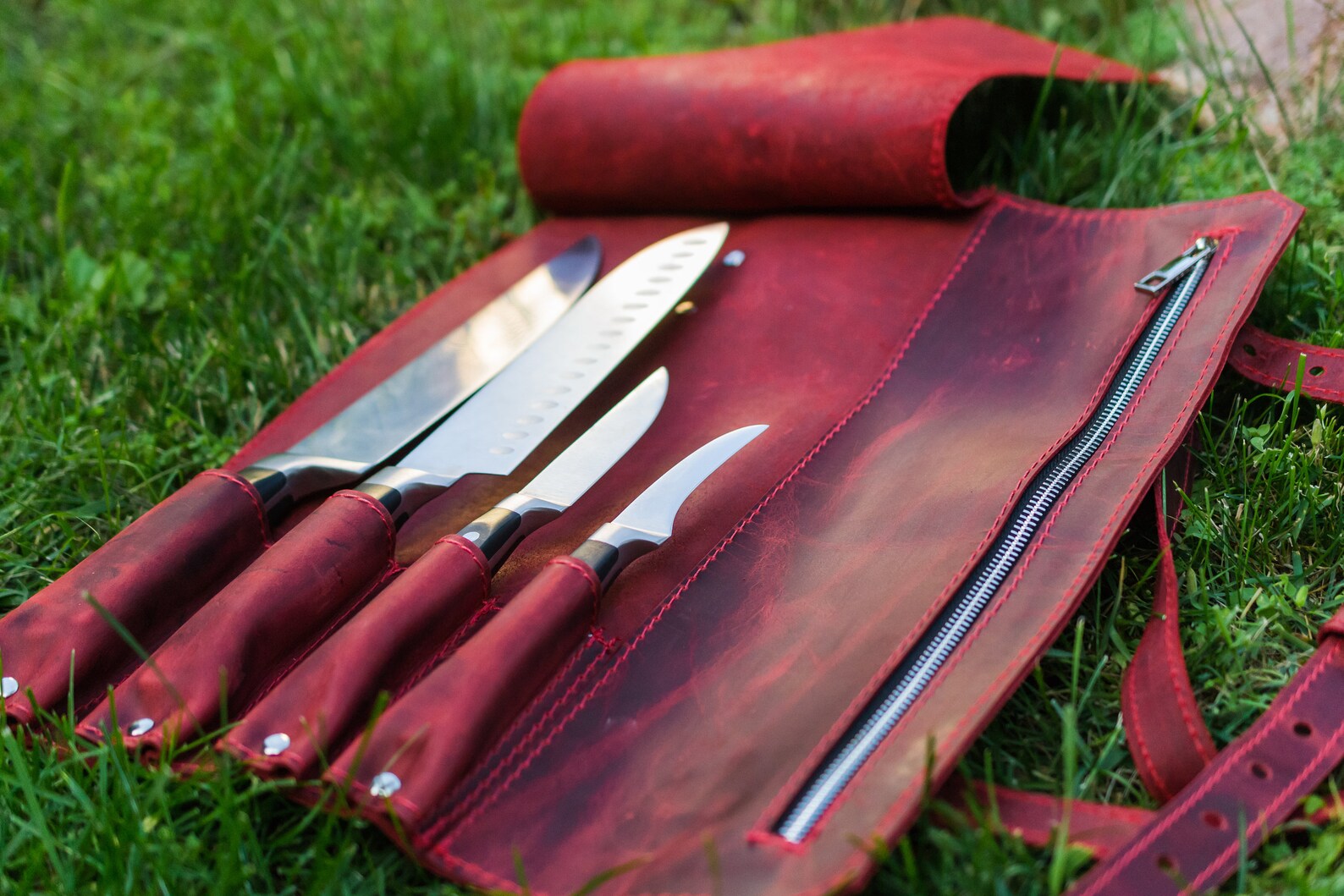 Kitchen Accessories Leather Chef Knife Roll
